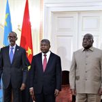 Presidents Paul Kagame (Rwanda), João Lourenço (ANgola) and Felix Tshisekedi (DR Congo).