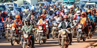 Motorcycle taxis.