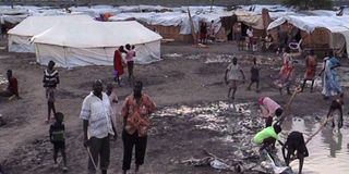 Displaced people in a camp in South Sudan.