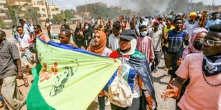 Demonstrators demanding a return to civilian rule in Sudan’s capital Khartoum on August 18, 2022. 