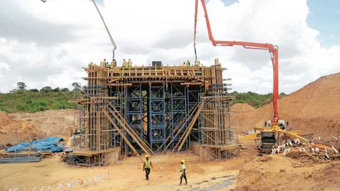 Engineers work on the Tanzanian SGR line at the Dar es Salaam station.