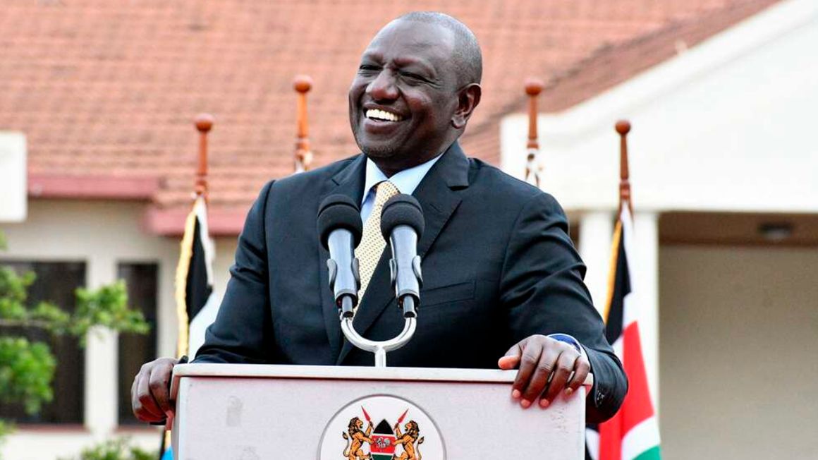 President-elect William Ruto making his address during the inaugural meeting with Kenya Kwanza leaders.