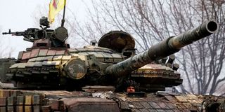 A Ukrainian tank in Lugansk region.