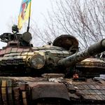 A Ukrainian tank in Lugansk region.