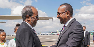 Somali President Hassan Sheikh Mohamud and Ethiopian Prime Minister Abiy Ahmed .