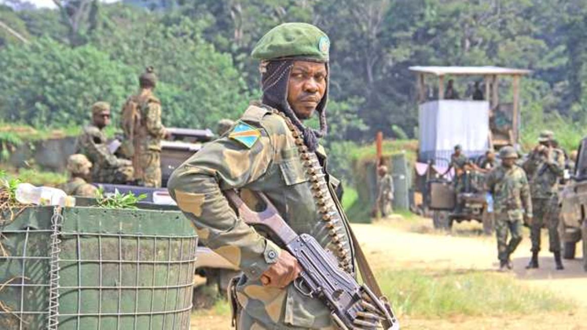 Congolese soldiers at a FARDC base.