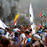 Demonstrators march in Sudan