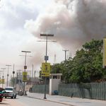 Smoke rises over Mogadishu in Somalia