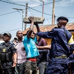 DRC police officers block anti-Rwanda protesters 