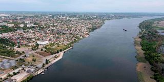 An aerial view of the city of Kherson in Ukrain