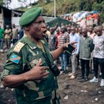 A Congolese military officer speaks in Goma