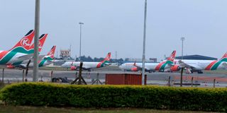 Kenya Airways planes at JKIA in Nairobi.