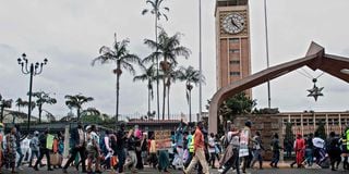 Activists demonstrate outside Kenya’s parliament in Nairobi 