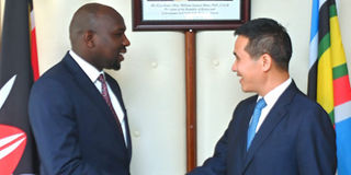 Kipchumba Murkomen and China ambassador to Kenya Zhou Pingjian