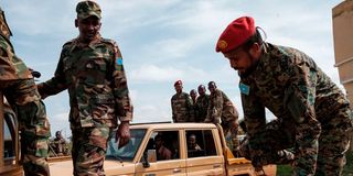 Somali National Army soldiers on patrol