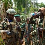 Ugandan and DRC soldiers during a joint military operation. 