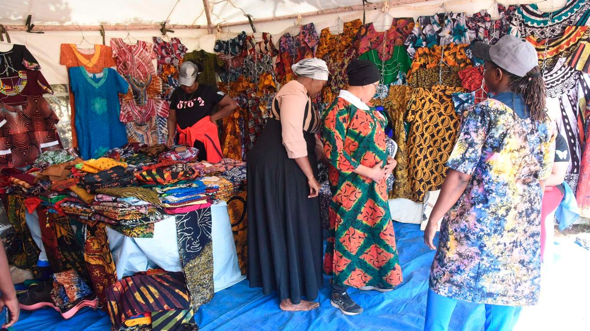 Traders selling clothes from Tanzania