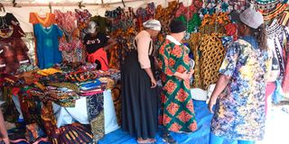 Traders selling clothes from Tanzania