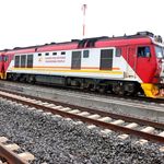 A cargo train at the Naivasha Inland Container Depot in Kenya.