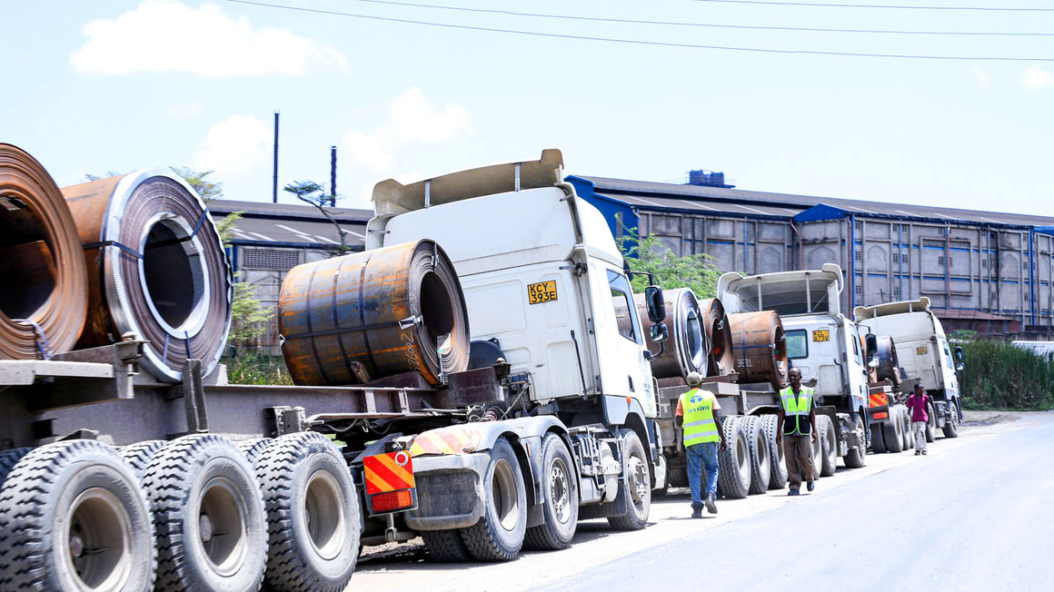 trucks along the Northern Corridor