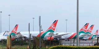 A fleet of Kenya Airways planes