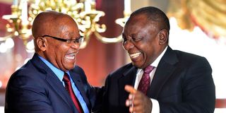 Cyril Ramaphosa with his predecessor Jacob Zuma