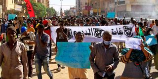 Sudanese demonstrators in Khartoum