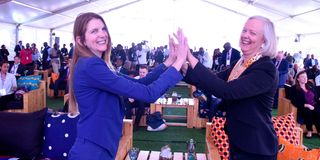 UK High Commissioner to Kenya Jane Marriott with US ambassador to Kenya Meg Whitman 