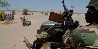 Nigerien soldiers on patrol.