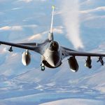 An F-16 fighter jet. A