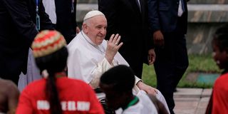 Pope Francis arrives in Kinshasa