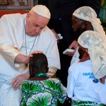 Pope Francis blessing a child in Kinshasa, DRC