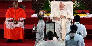 Pope Francis attends a prayer meeting in Kinshasa