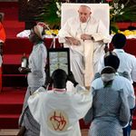 Pope Francis attends a prayer meeting in Kinshasa