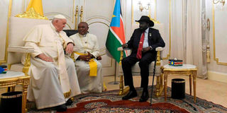 Pope Francis meets with South Sudan President Salva Kiir 