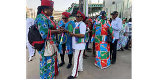 Supporters of All Progressives Congress wear traditional attire