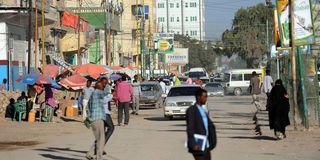 People walk on a street in Hargeisa, Somaliland