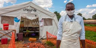 A health worker at a cholera treatment centre 