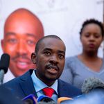 Chamisa addressing a press conference