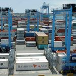 Cargo containers at the port of Mombasa