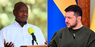 Yoweri Museveni and Volodymyr Zelensky