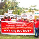 Activists demonstrating against Eacop
