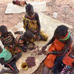  family prepares a meal of beans in Turkana