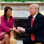 Donald and Haley shake hands