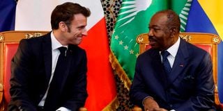 Macron with Gabonese president Bongo