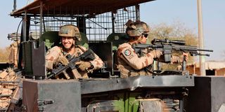 French soldiers patrol the streets of Timbuktu, Mali