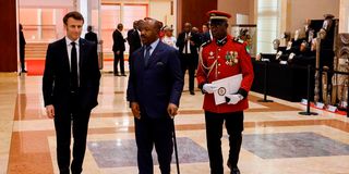 Presidents Emmanuel Macron and Gabon's Ali Bongo