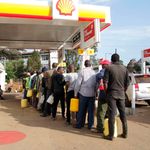 Kenyans queue to buy fuel on April 7, 2022.