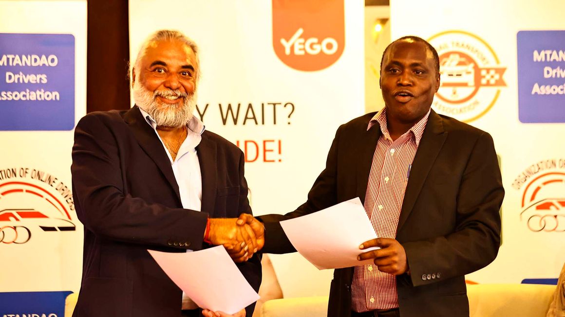 Yego CEO Karan Vir Singh and Digital Taxis Association Chairman David Muteru 