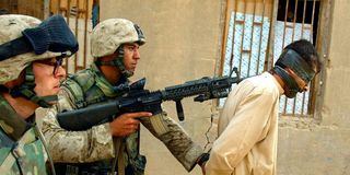 US marines arrest an Iraqi man 